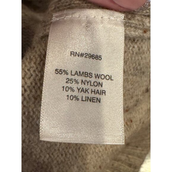 Pendleton Sweater Women 1X Beige Wool Yak Linen Knit Cowl Neck Poncho Cape - Picture 10 of 11